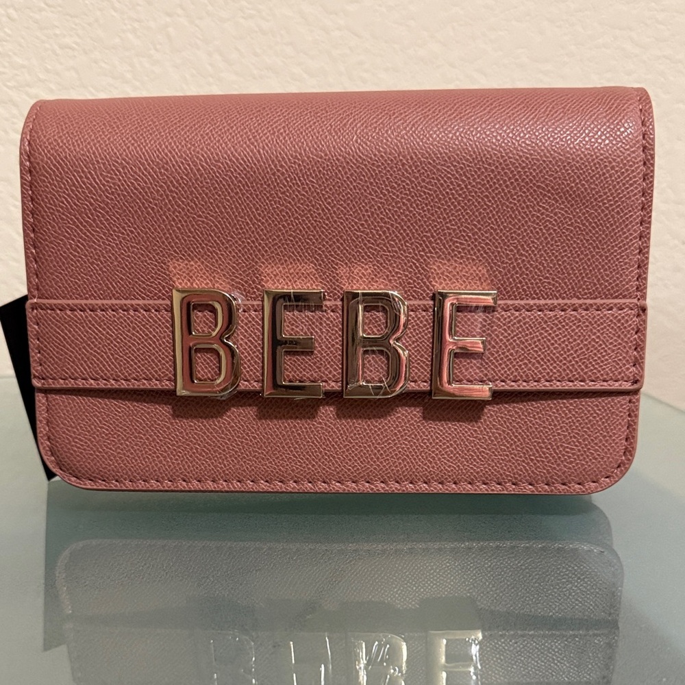 Bebe Emmett Dark BlushCrossbody Bag with Golden Logo